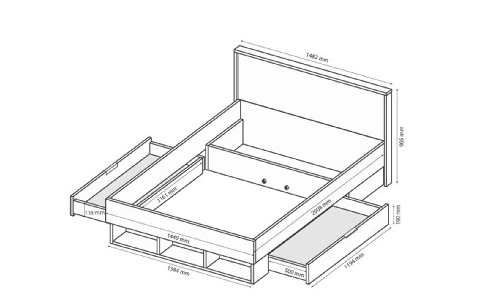 Дитяче ліжко Луна Джуніор LN-134 Ліжко 1,4*2,0 з шухлядами дуб крафт/мат лава - фото 2