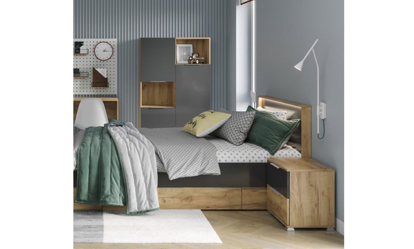 Приліжкова тумба Луна Джуніор LN-52 приліжкова тумба дуб крафт/мат лава - фото 3