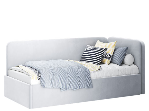 Дитяче ліжко Хеппі HP-36 м'яке ліжко 0,9*2,0 з каркасом світло-сірий велюр