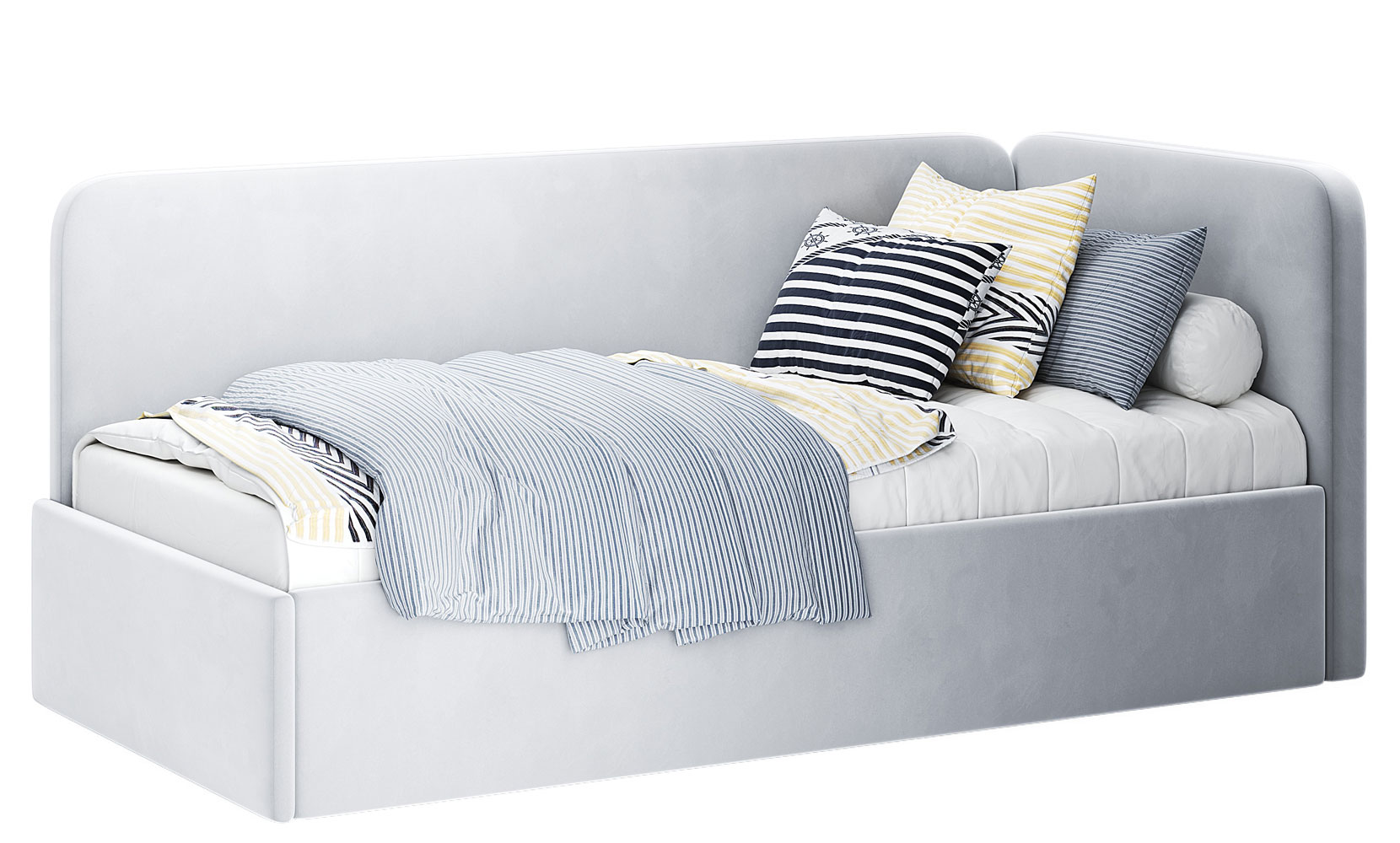 Дитяче ліжко Хеппі HP-36 м'яке ліжко 0,9*2,0 з каркасом світло-сірий велюр - фото 1