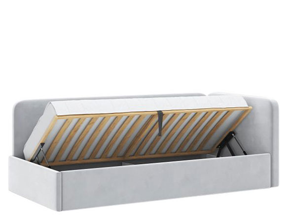 Хеппі HP-48 м'яке ліжко 0,9*2,0 підйомне з дерев'яним каркасом світло-сірий велюр