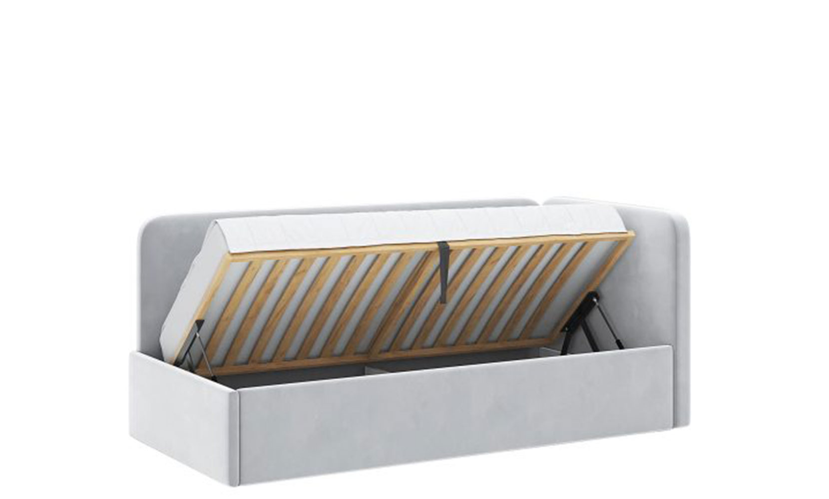 Дитяче ліжко Хеппі HP-48 м'яке ліжко 0,9*2,0 підйомне з дерев'яним каркасом світло-сірий велюр - фото 1