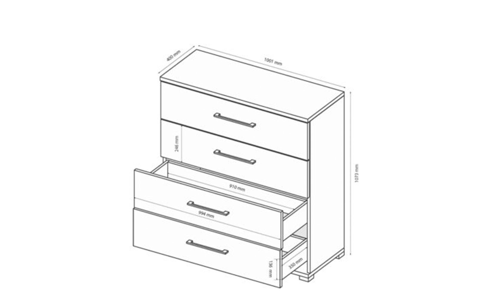 Комод Фемелі Джуніор FM-174 комод 4шх глянець білий - фото 2