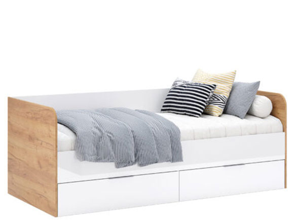 Асті Джуніор AS-131 ліжко 0,9*2,0 з каркасом глянець білий/дуб крафт