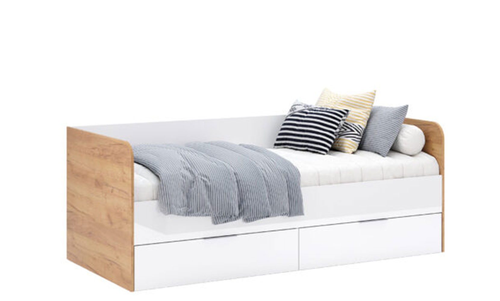 Дитяче ліжко Асті Джуніор AS-131 ліжко 0,9*2,0 з каркасом глянець білий/дуб крафт - фото 1