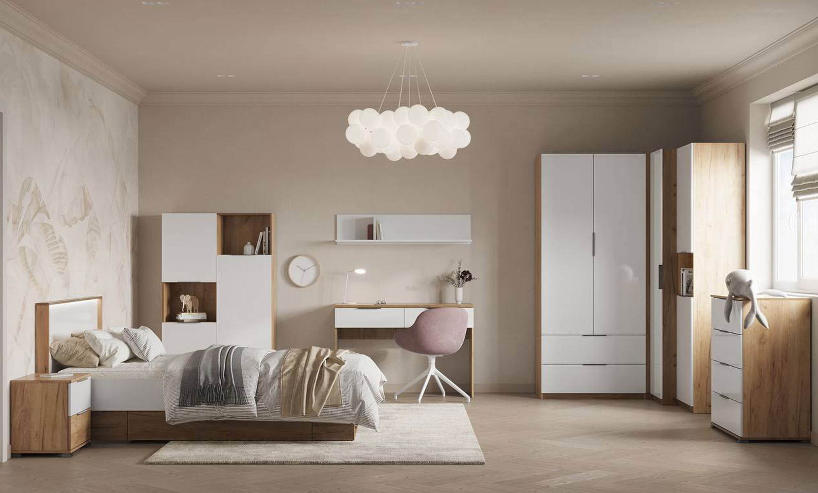 Полиця Асті Джуніор AS-92 поличка настінна глянець білий/дуб крафт - фото 3