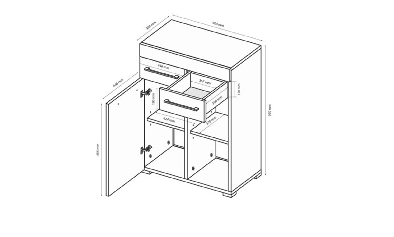 Комод Аманда AN-62  комод 2дв2шх глянець білий - фото 2