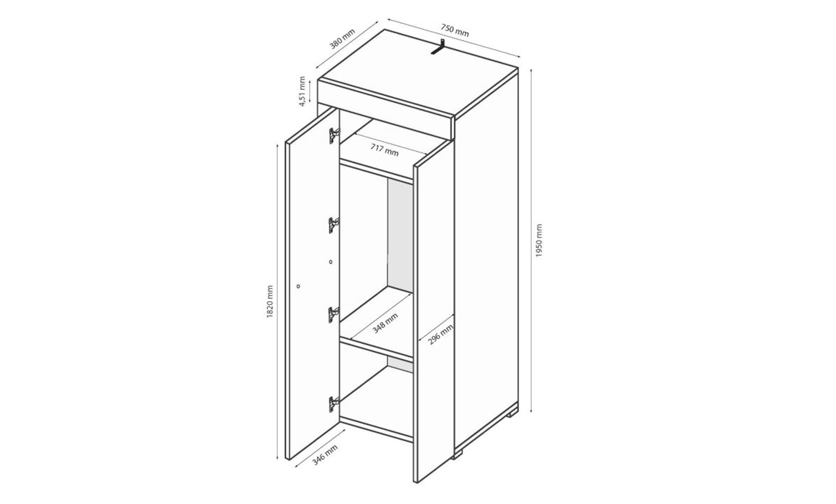 Шафа в прихожу Аманда AN-112 шафа 2дв глянець білий - фото 4