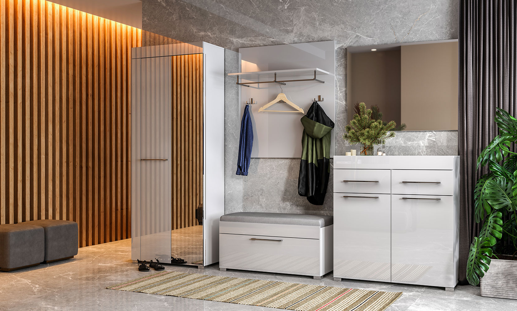 Шафа в прихожу Аманда AN-112 шафа 2дв глянець білий - фото 8