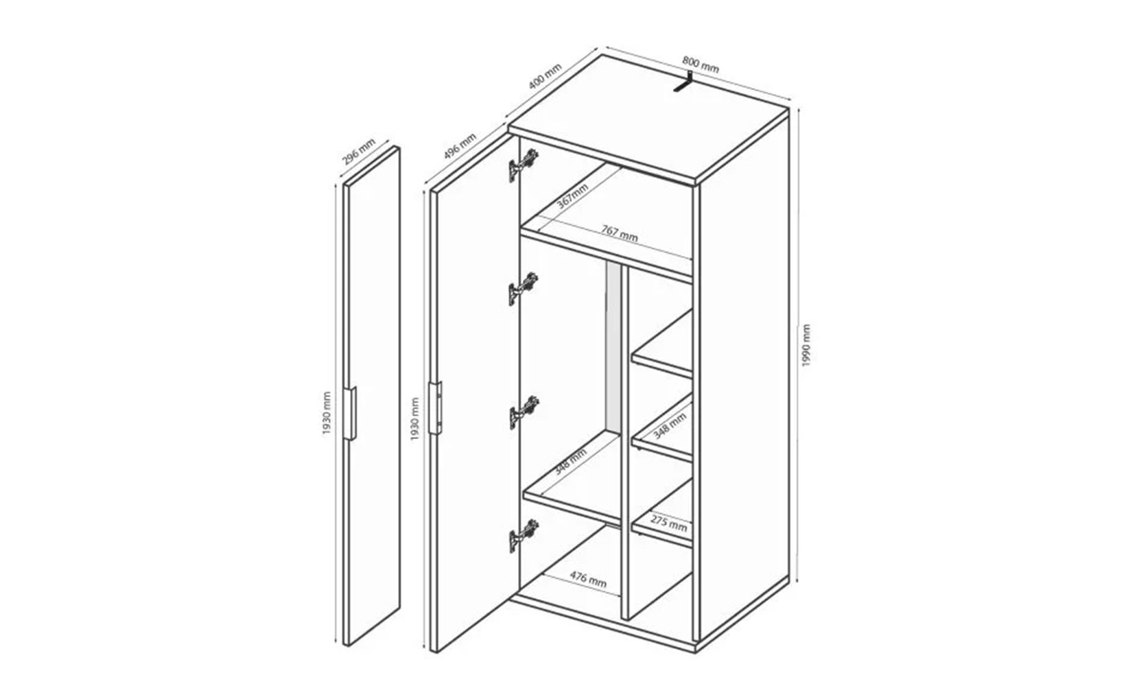 Шафа в прихожу Луна LN-121 шафа 1дв б/дзеркала лава/дуб крафт - фото 2