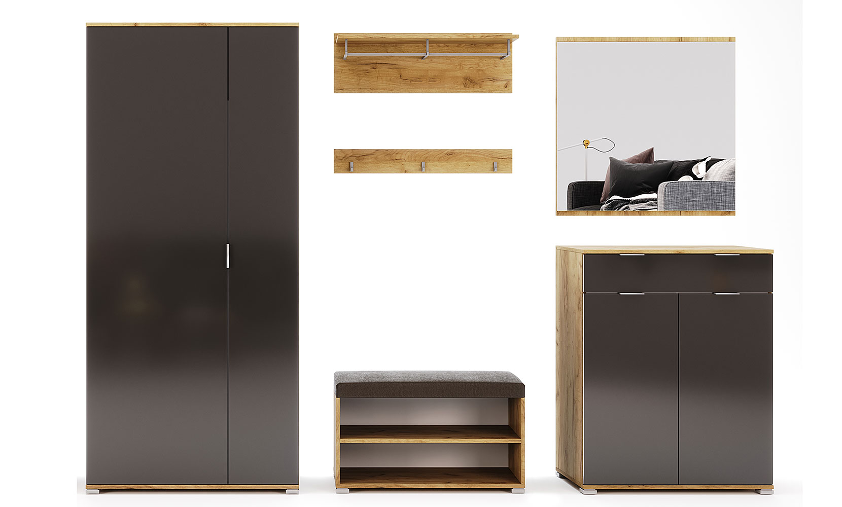 Шафа в прихожу Луна LN-122 шафа 2дв без дзеркал лава/дуб крафт - фото 2 Шафа в прихожу Луна LN-122 шафа 2дв без дзеркал лава/дуб крафт - фото 2