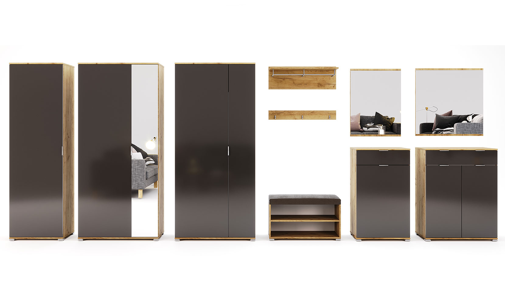 Шафа в прихожу Луна LN-122 шафа 2дв без дзеркал лава/дуб крафт - фото 3 Шафа в прихожу Луна LN-122 шафа 2дв без дзеркал лава/дуб крафт - фото 3