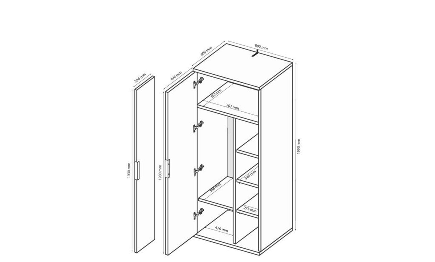Шафа в прихожу Луна LN-122 шафа 2дв без дзеркал лава/дуб крафт - фото 4 Шафа в прихожу Луна LN-122 шафа 2дв без дзеркал лава/дуб крафт - фото 4