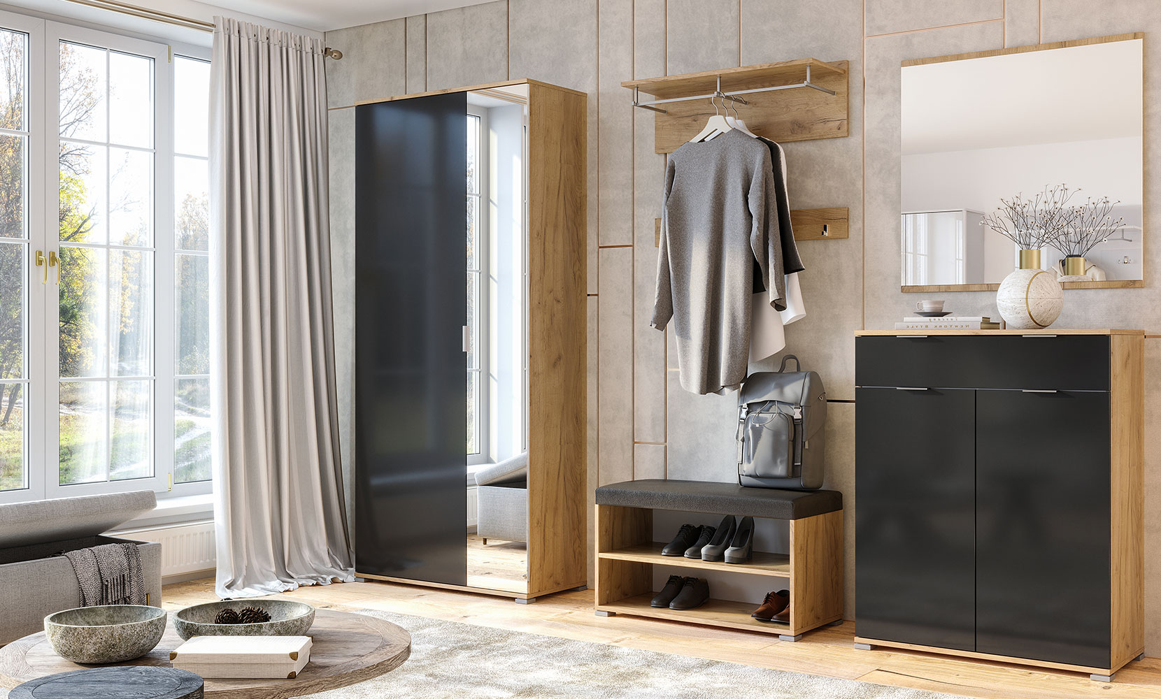 Шафа в прихожу Луна LN-112 шафа 2дв лава/дуб крафт - фото 6