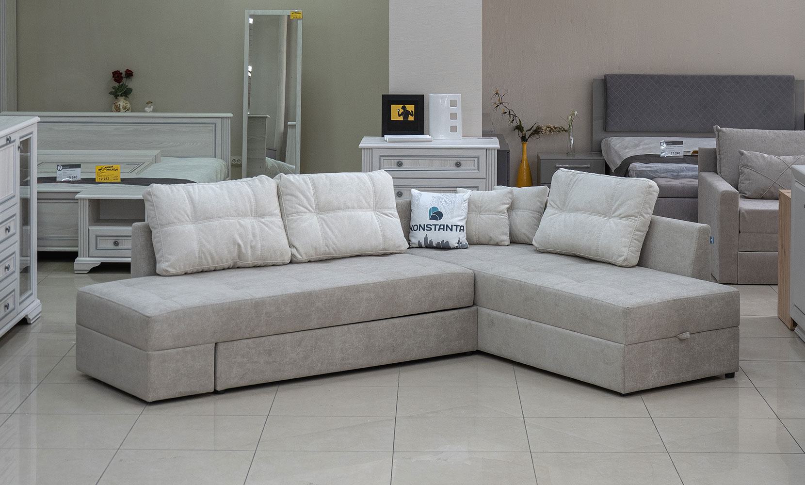 Кутовий диван Будапешт ПР(Г) bakara 833 /832 /дуб сонома трюфель - фото 1 Кутовий диван Будапешт ПР(Г) bakara 833 /832 /дуб сонома трюфель - фото 1