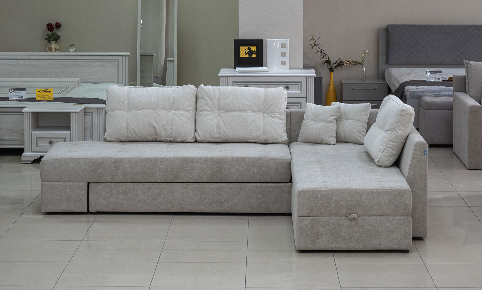 Кутовий диван Будапешт ПР(Г) bakara 833 /832 /дуб сонома трюфель - фото 2 Кутовий диван Будапешт ПР(Г) bakara 833 /832 /дуб сонома трюфель - фото 2