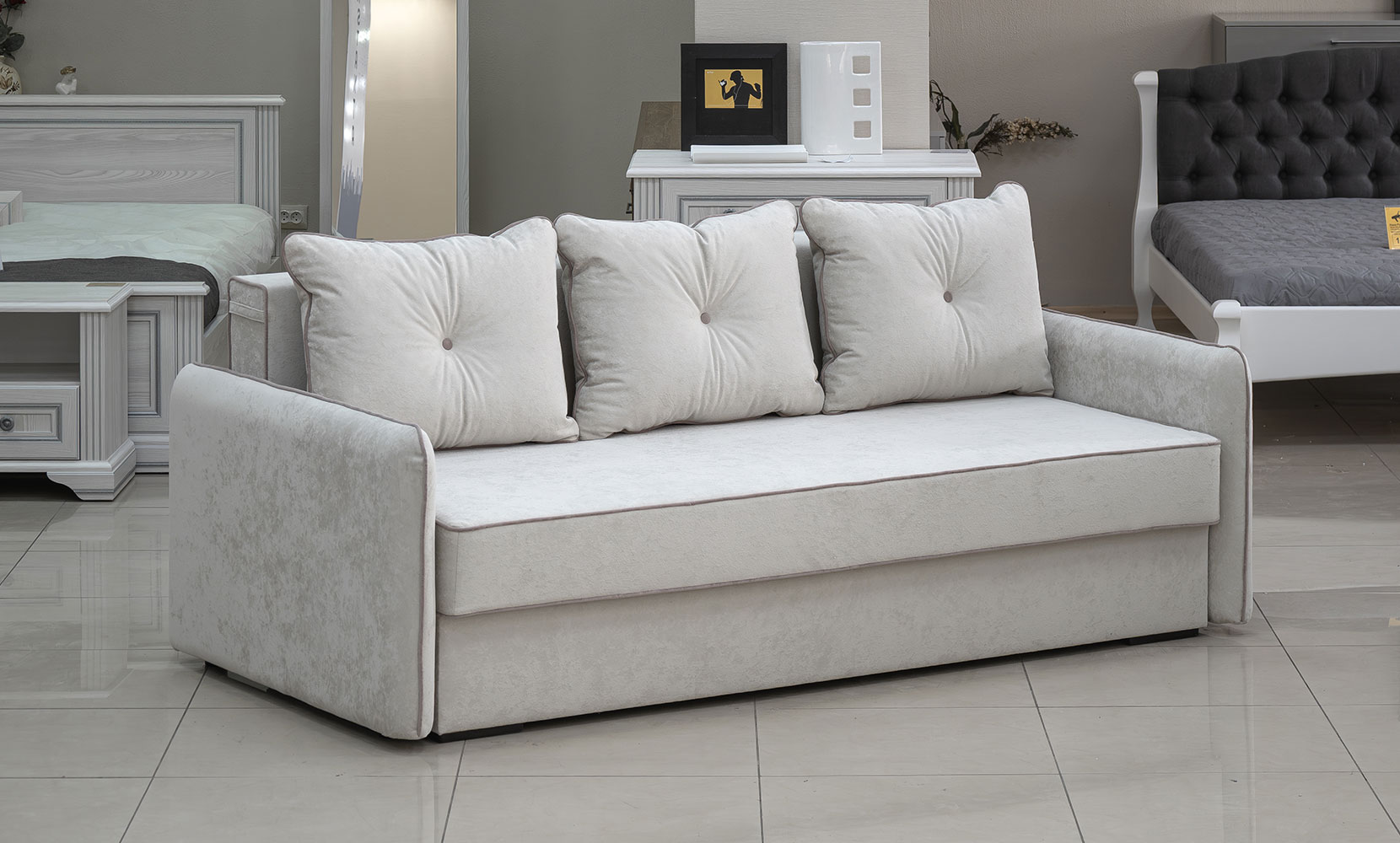 Прямий диван Верона king 1 bone/3 rose/горіх91 - фото 1