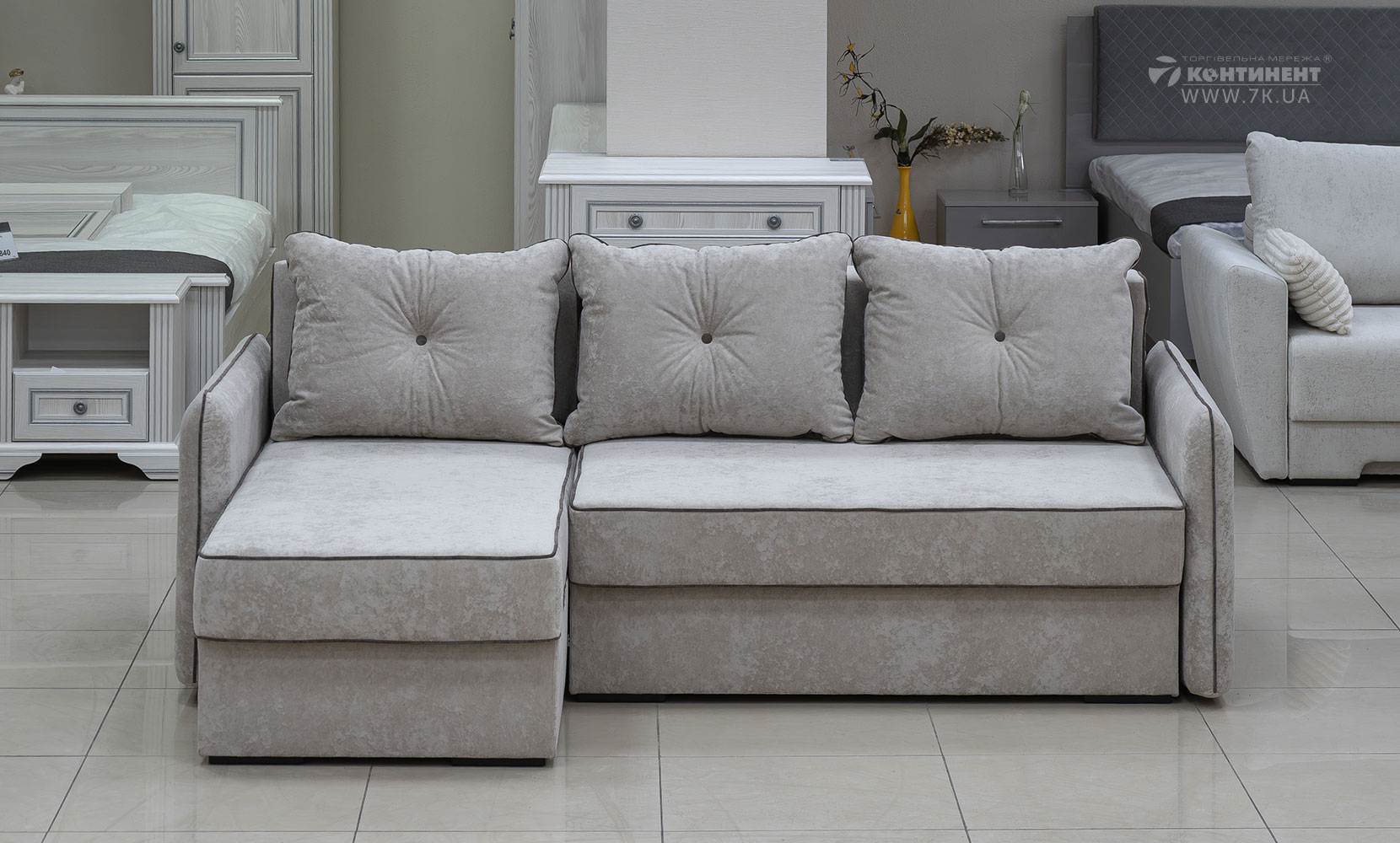 Кутовий диван Верона ЛВ(7) king 2 beige /5 cocoa /горіх91 - фото 2 Кутовий диван Верона ЛВ(7) king 2 beige /5 cocoa /горіх91 - фото 2