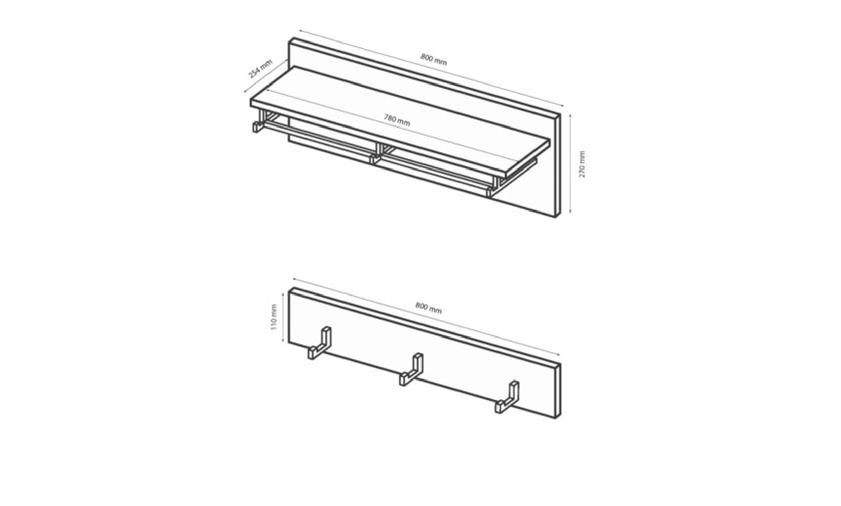 Вішак Асті AS-93 вішалка білий глянець/дуб крафт - фото 2