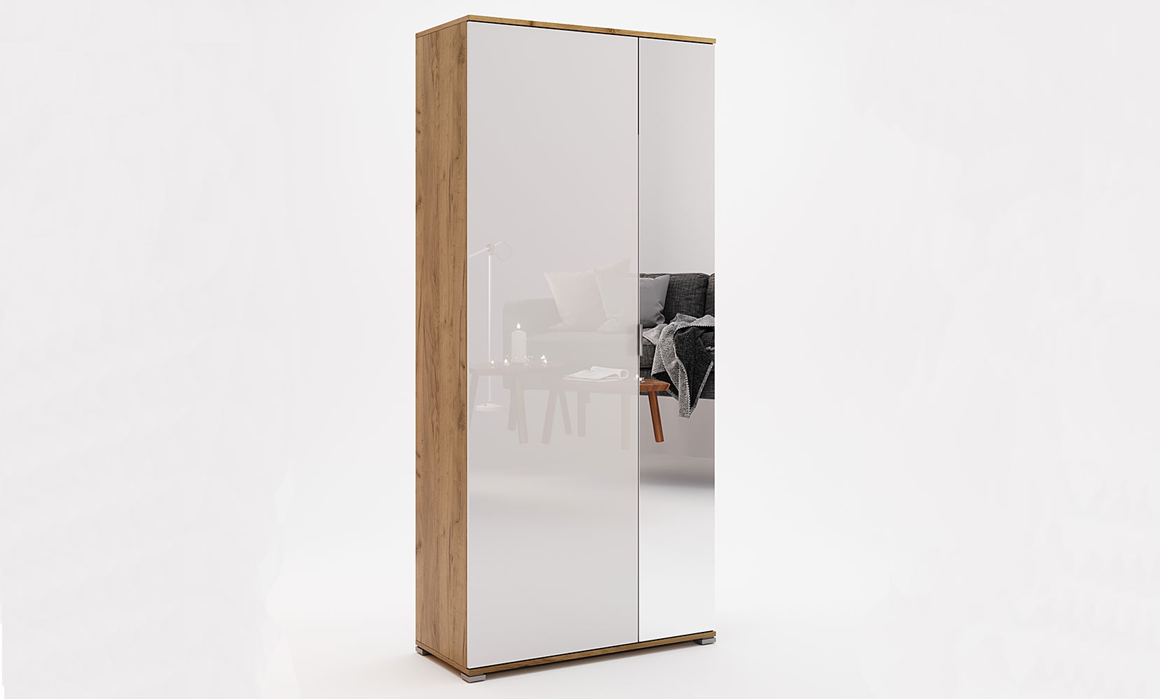 Шафа в прихожу Асті AS-113 Шафа 2дв білий глянець/дуб крафт - фото 1