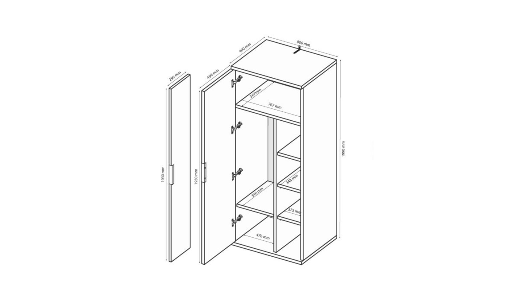 Шафа в прихожу Асті AS-113 Шафа 2дв білий глянець/дуб крафт - фото 2