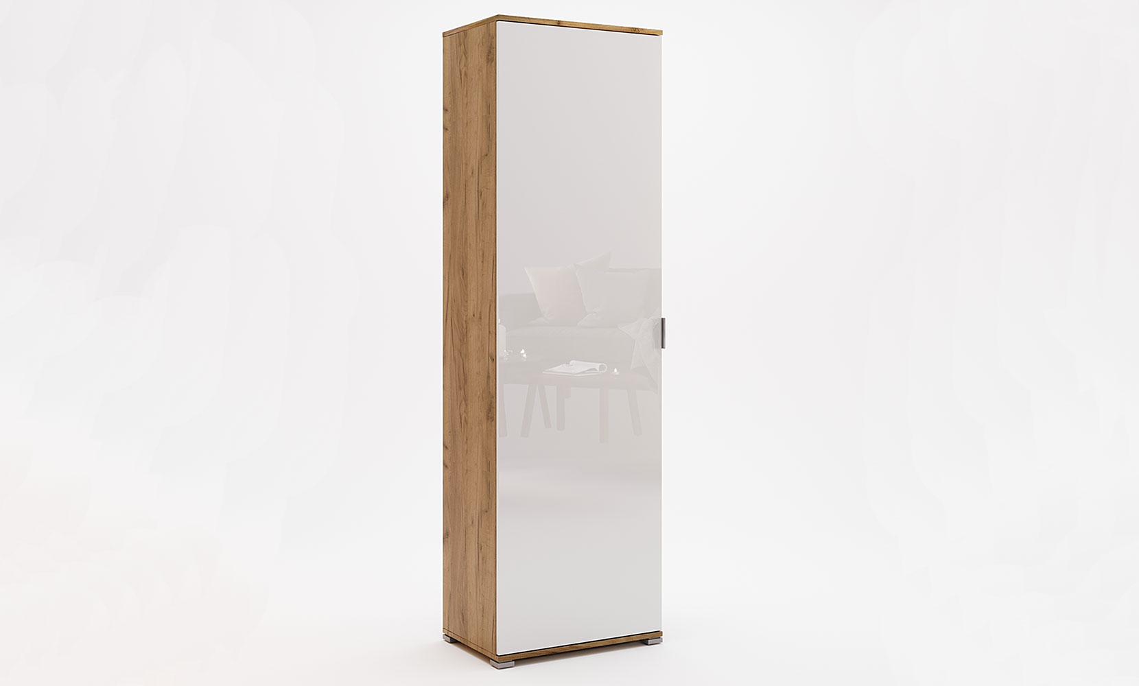 Шафа в прихожу Асті AS-121 Шафа 1дв б/дзеркала білий глянець/дуб крафт - фото 1