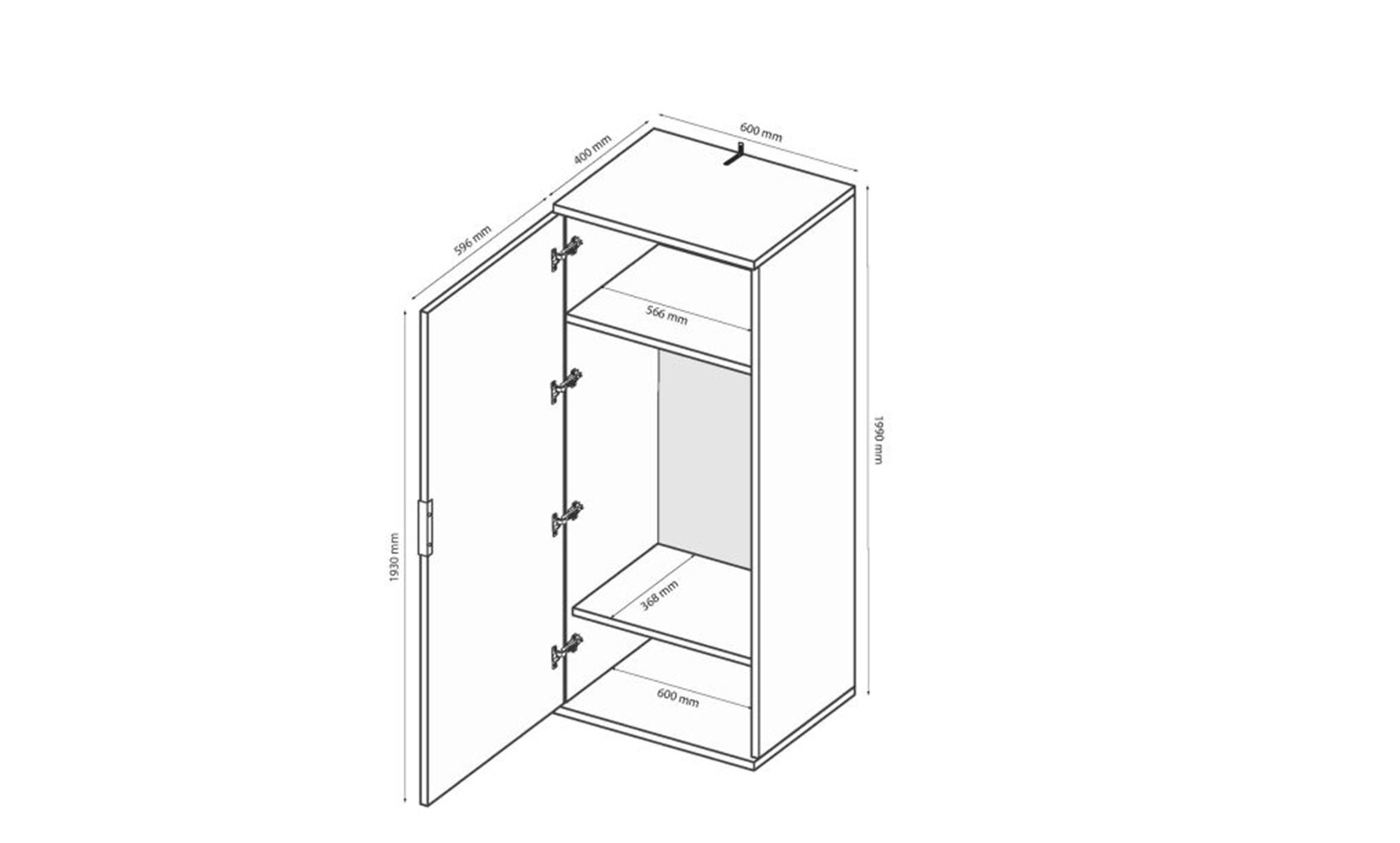 Шафа в прихожу Асті AS-121 Шафа 1дв б/дзеркала білий глянець/дуб крафт - фото 2
