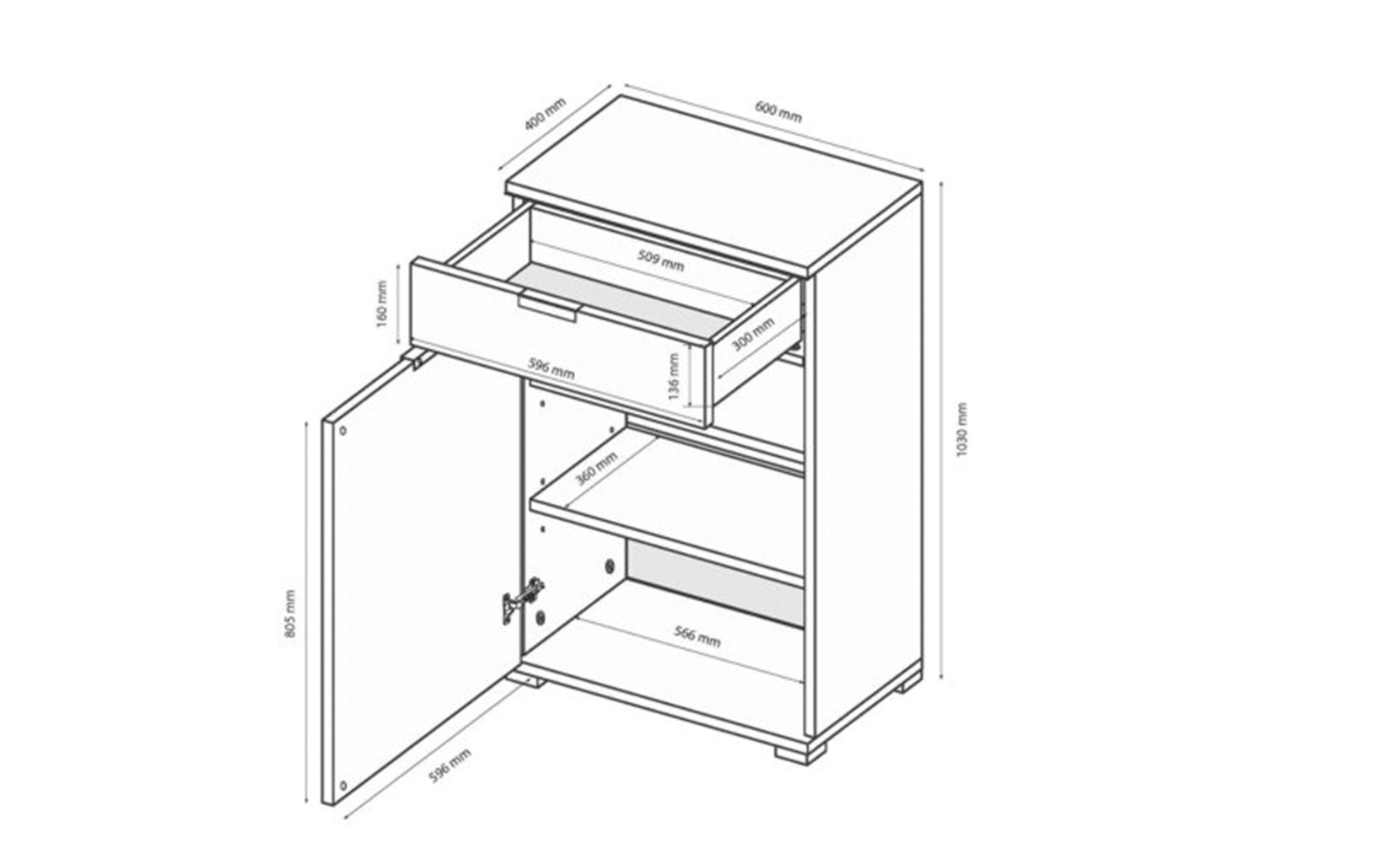 Комод Асті AS-61 комод 1дв1ш білий глянець/дуб крафт - фото 2