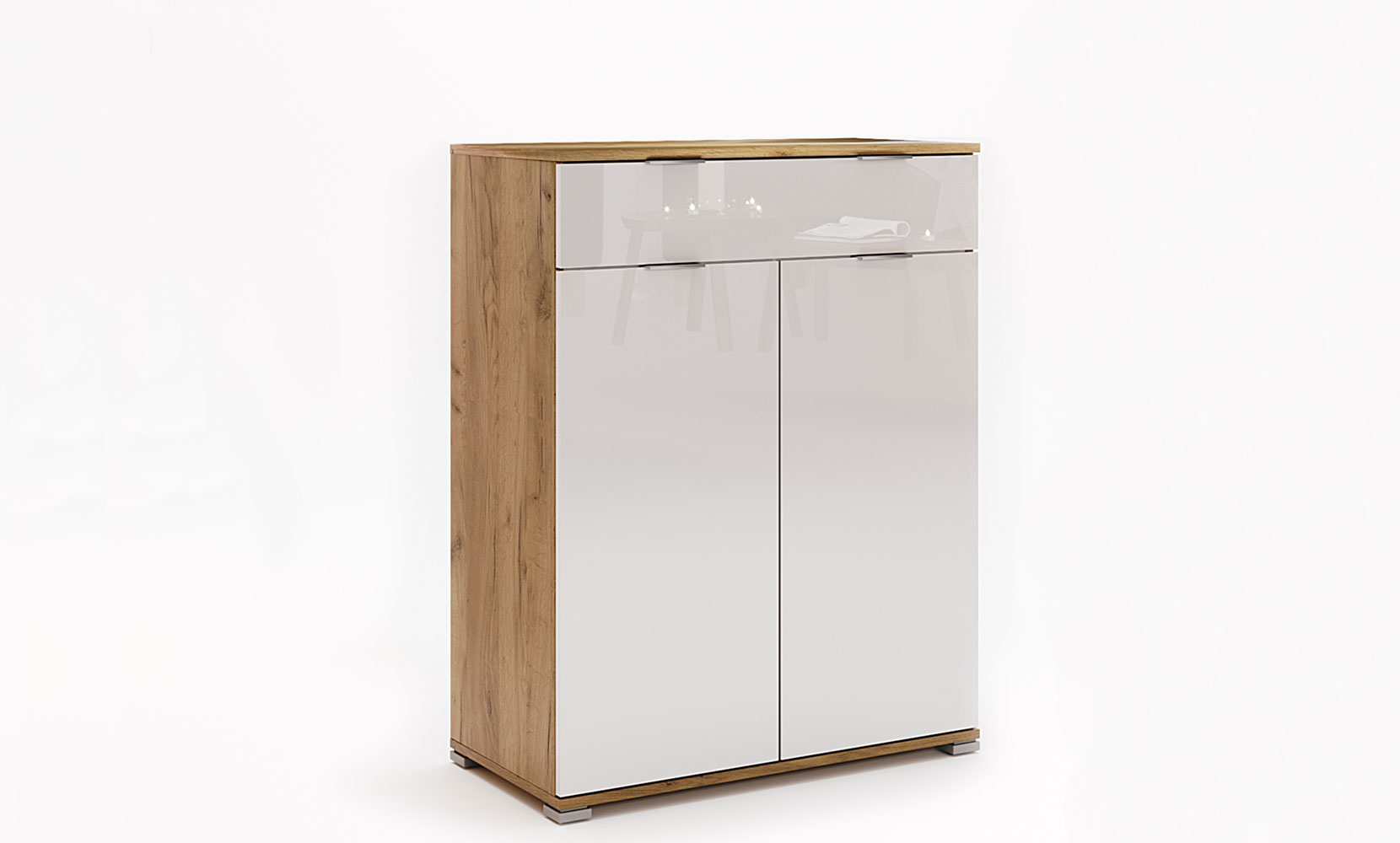 Комод Асті AS-62 комод 2дв1шх білий глянець/дуб крафт - фото 1