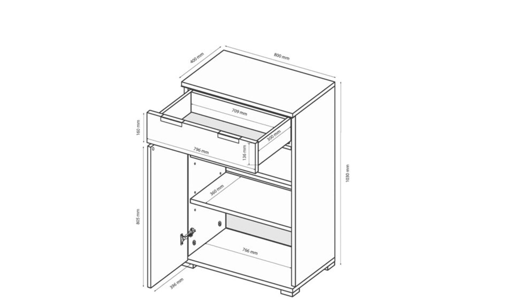 Комод Асті AS-62 комод 2дв1шх білий глянець/дуб крафт - фото 2