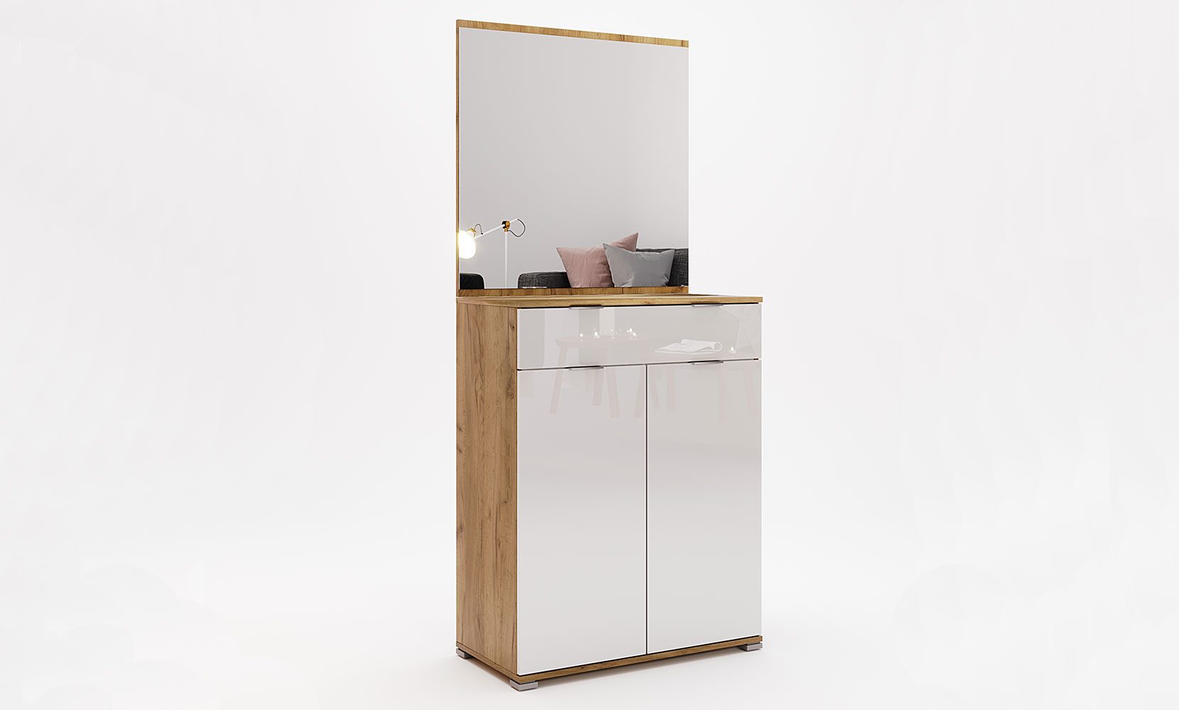 Комод Асті AS-62 комод 2дв1шх білий глянець/дуб крафт - фото 3