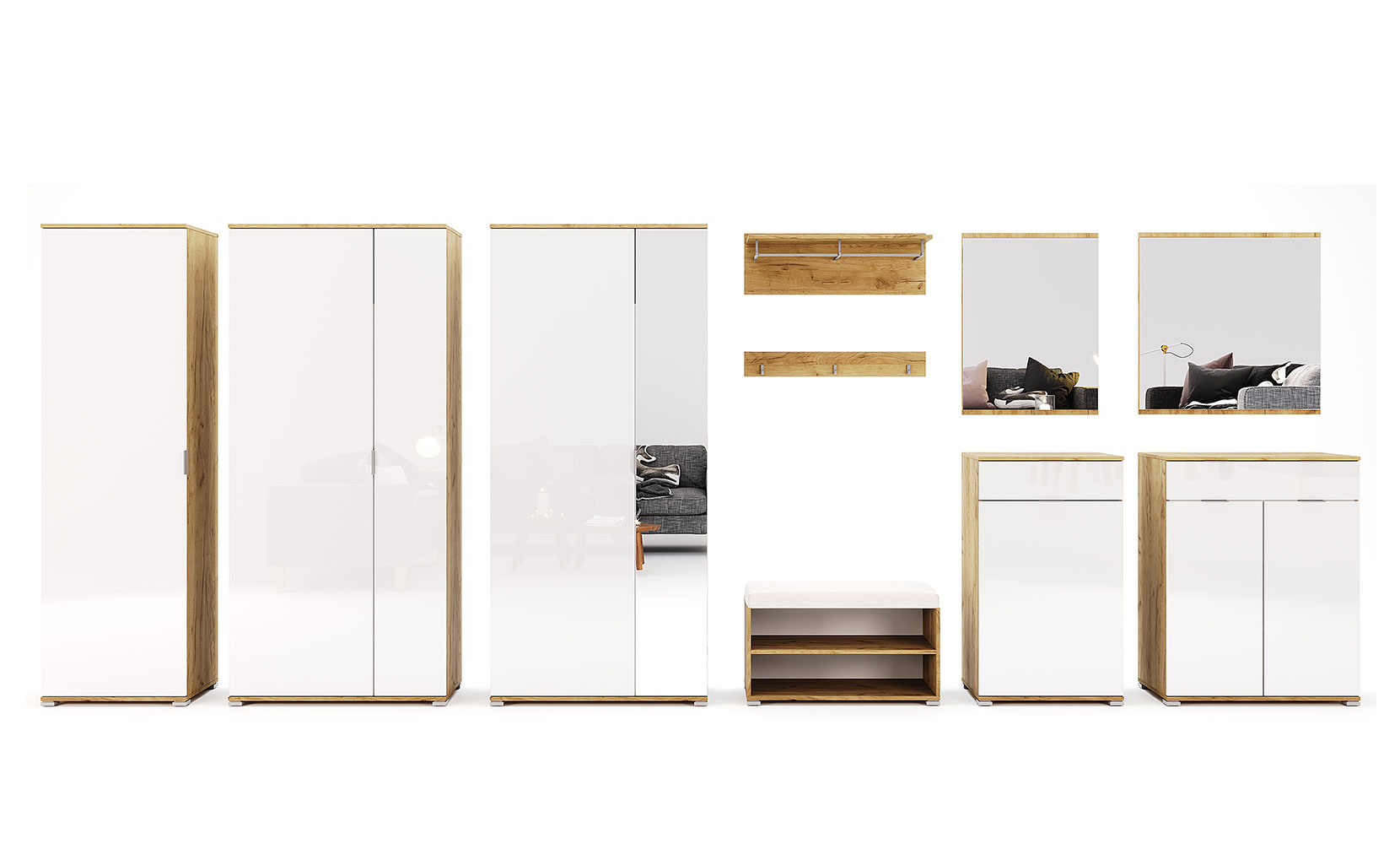 Дзеркало Асті AS-840 дзеркало 80х80 білий глянець/дуб крафт - фото 2