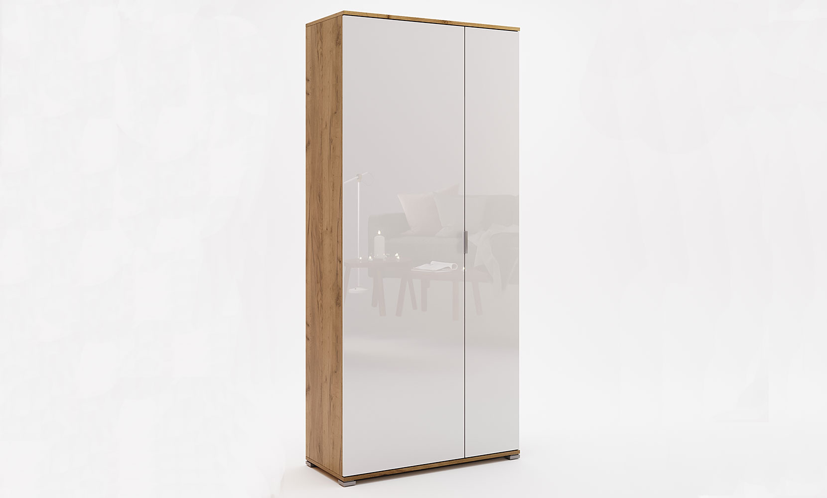 Шафа в прихожу Асті AS-122 шафа 2дв б/дзеркала білий глянець/дуб крафт - фото 1