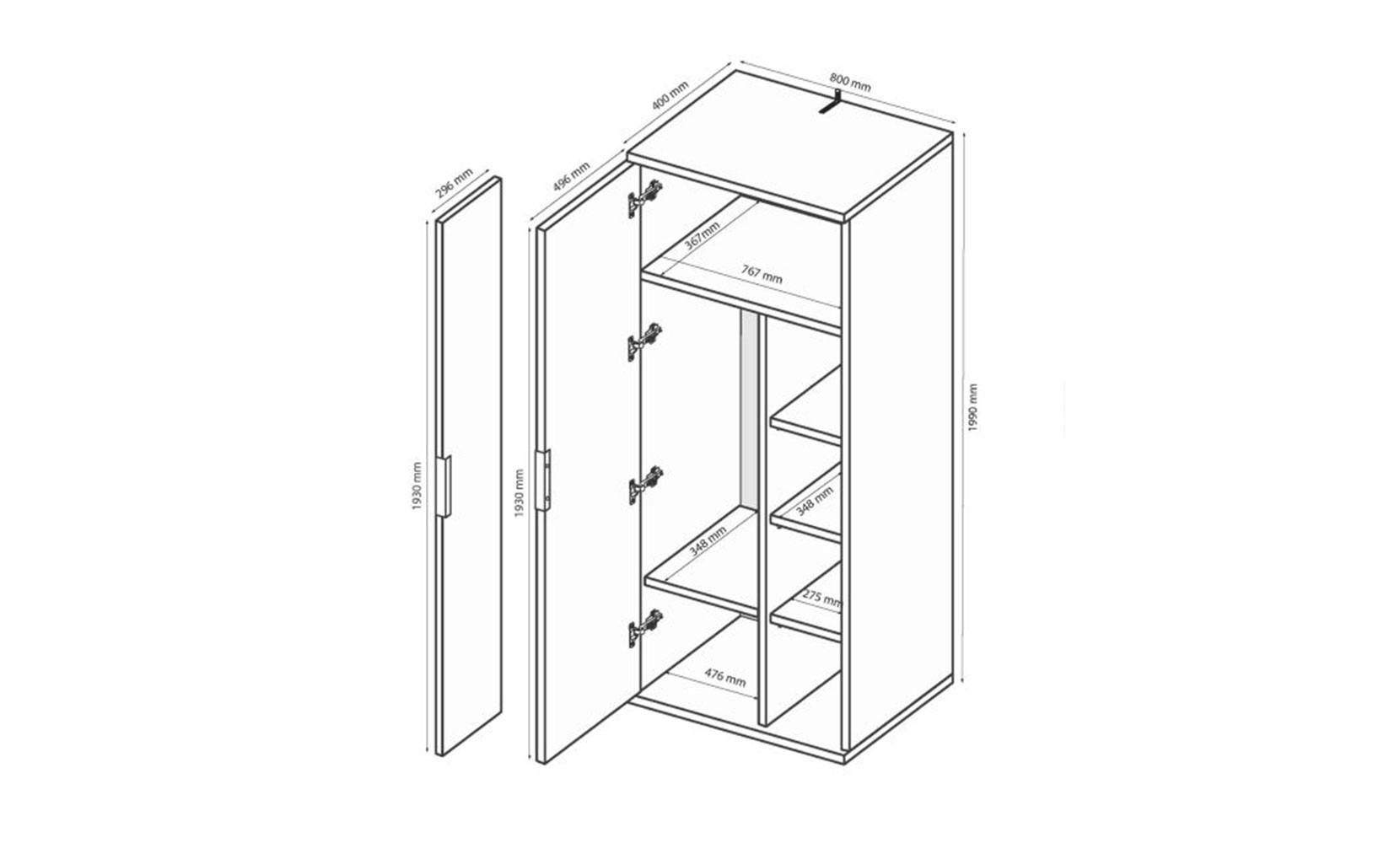 Шафа в прихожу Асті AS-122 шафа 2дв б/дзеркала білий глянець/дуб крафт - фото 2