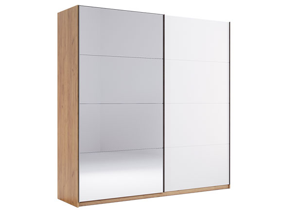 Шафа у спальню Асті AS-19 шафа-купе 2,0м (двері: глянець білий/дзеркало) білий глянець/дуб крафт Шафа у спальню Асті AS-19 шафа-купе 2,0м (двері: глянець білий/дзеркало) білий глянець/дуб крафт