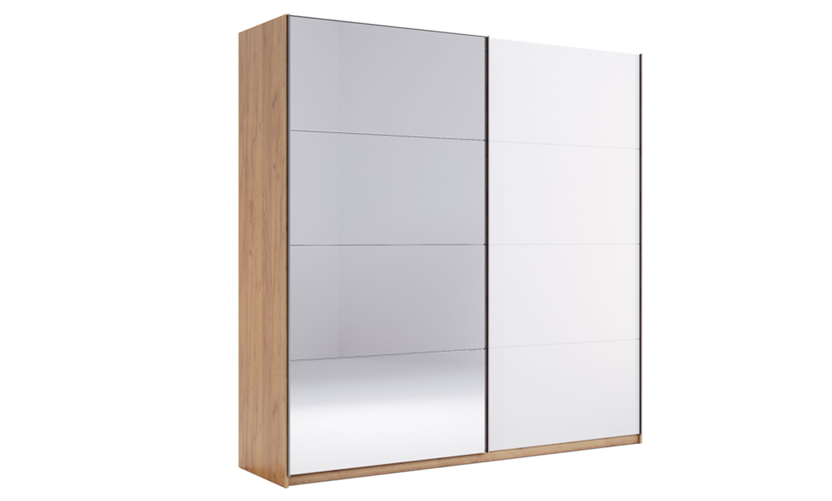 Шафа у спальню Асті AS-19 шафа-купе 2,0м (двері: глянець білий/дзеркало) білий глянець/дуб крафт - фото 1