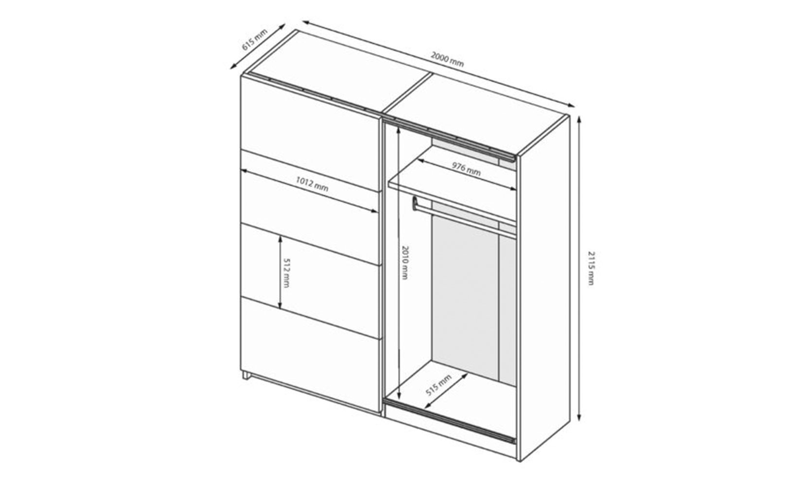 Шафа у спальню Асті AS-19 шафа-купе 2,0м (двері: глянець білий/дзеркало) білий глянець/дуб крафт - фото 2