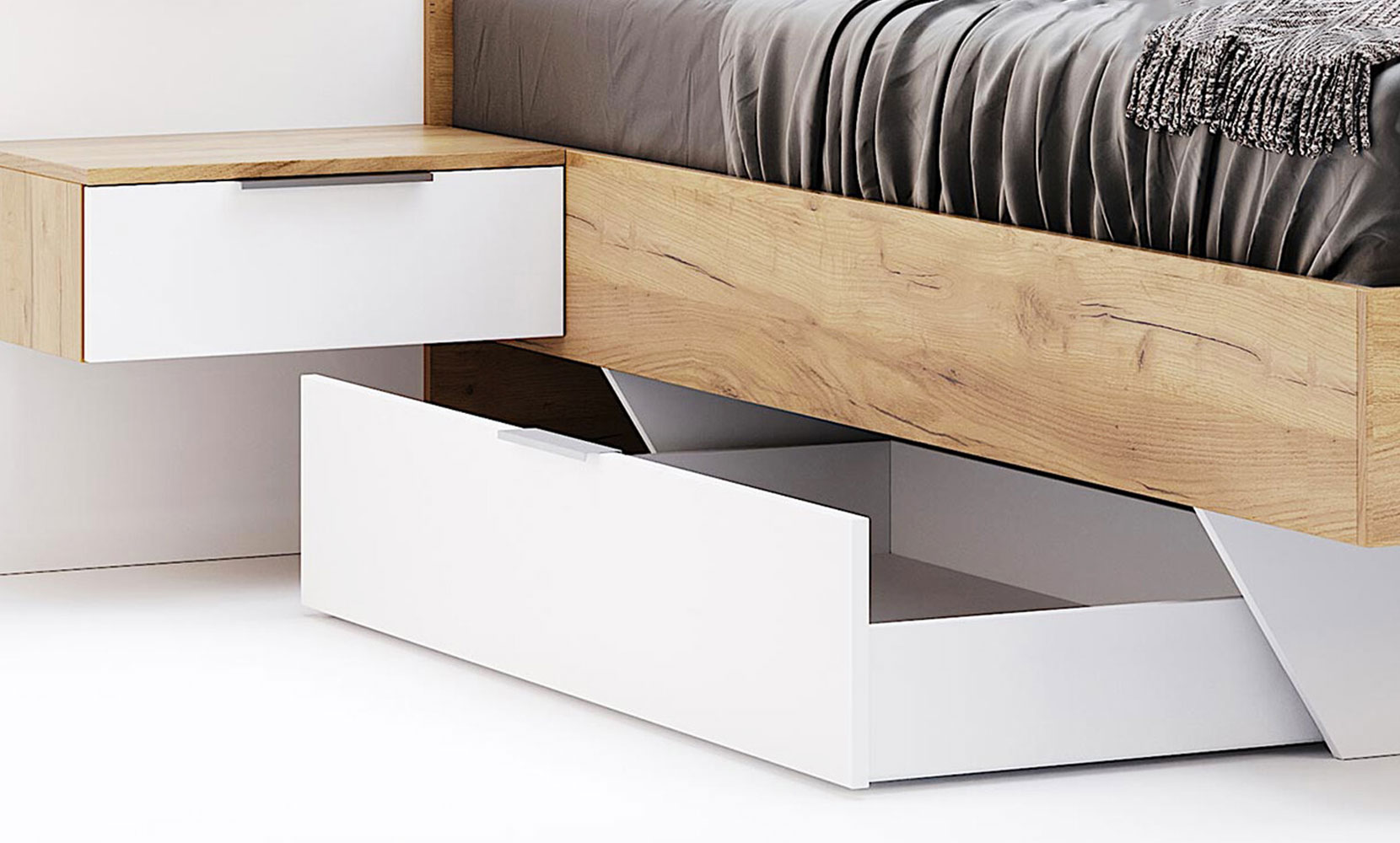 Шафа у спальню Асті AS-40 ОПЦІЯ шухляда до ліжка 1.2 і 1,4 білий глянець/дуб крафт - фото 2 Шафа у спальню Асті AS-40 ОПЦІЯ шухляда до ліжка 1.2 і 1,4 білий глянець/дуб крафт - фото 2