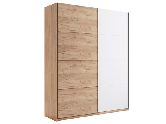 Шафа у спальню Асті AS-29 шафа-купе 1,5м (двері: дуб крафт/ глянець, блий) білий глянець/дуб крафт