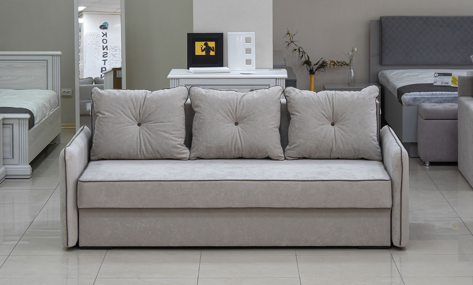 Прямий диван Верона king 2 beige/5 cocoa/горіх91 - фото 2