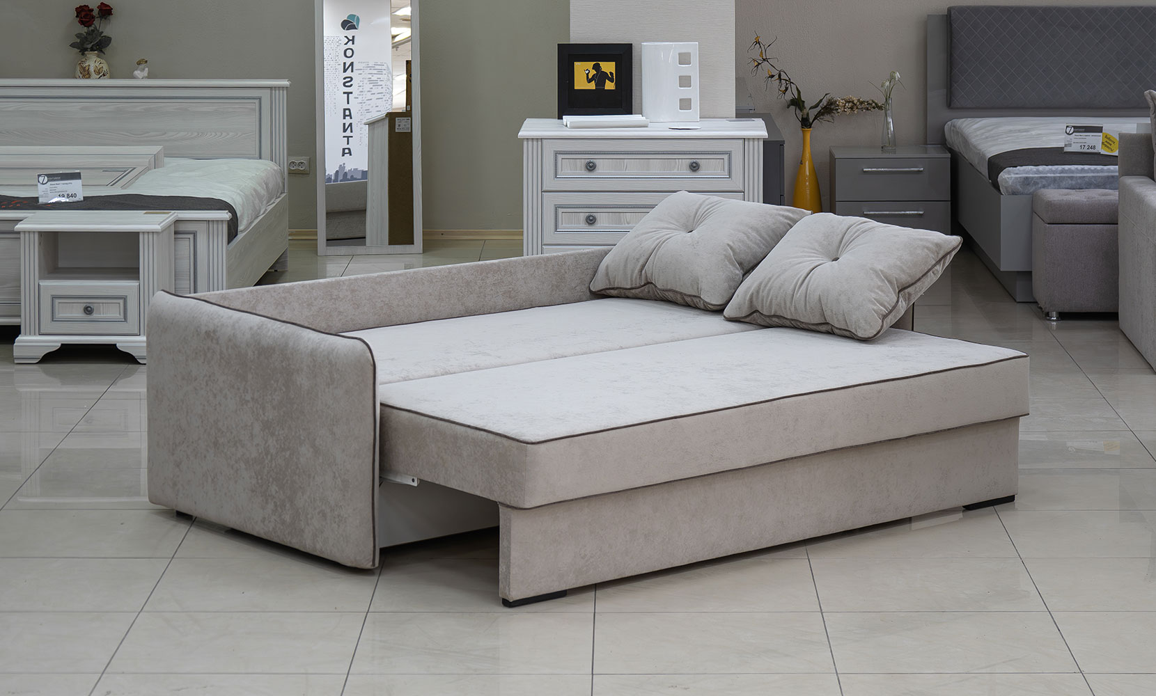 Прямий диван Верона king 2 beige/5 cocoa/горіх91 - фото 3