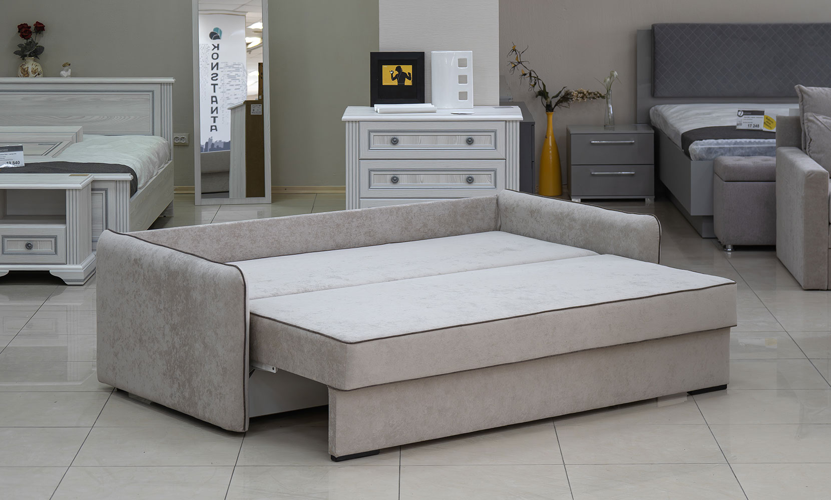 Прямий диван Верона king 2 beige/5 cocoa/горіх91 - фото 4