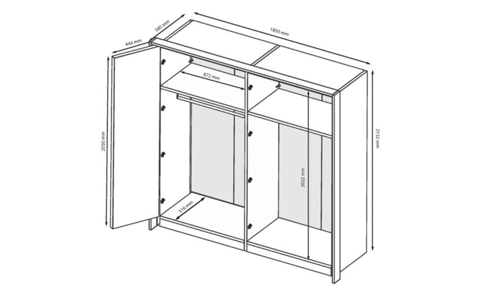 Шафа у спальню Асті AS-14 шафа 4дв з дзеркалами білий глянець/дуб крафт - фото 2
