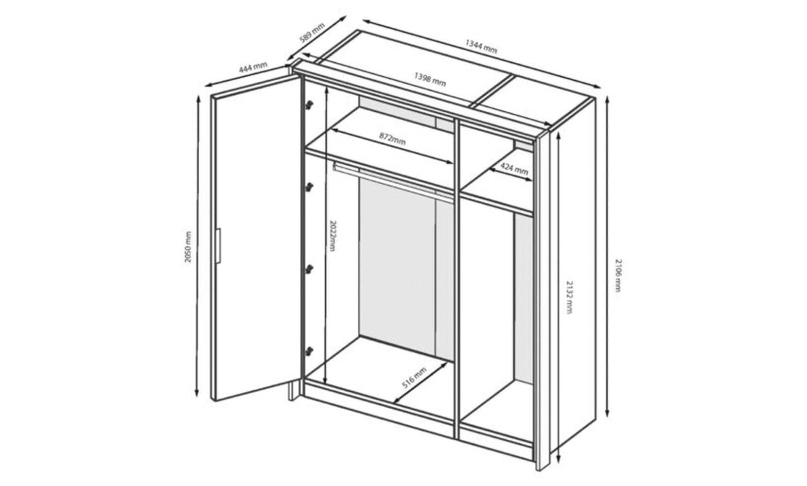 Шафа у спальню Асті AS-13 шафа 3дв білий глянець/дуб крафт - фото 2
