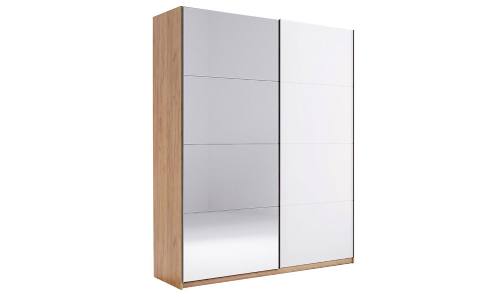 Шафа у спальню Асті AS-28 шафа-купе 1,5м (двері: глянець, білий/дзеркало) білий глянець/дуб крафт - фото 1