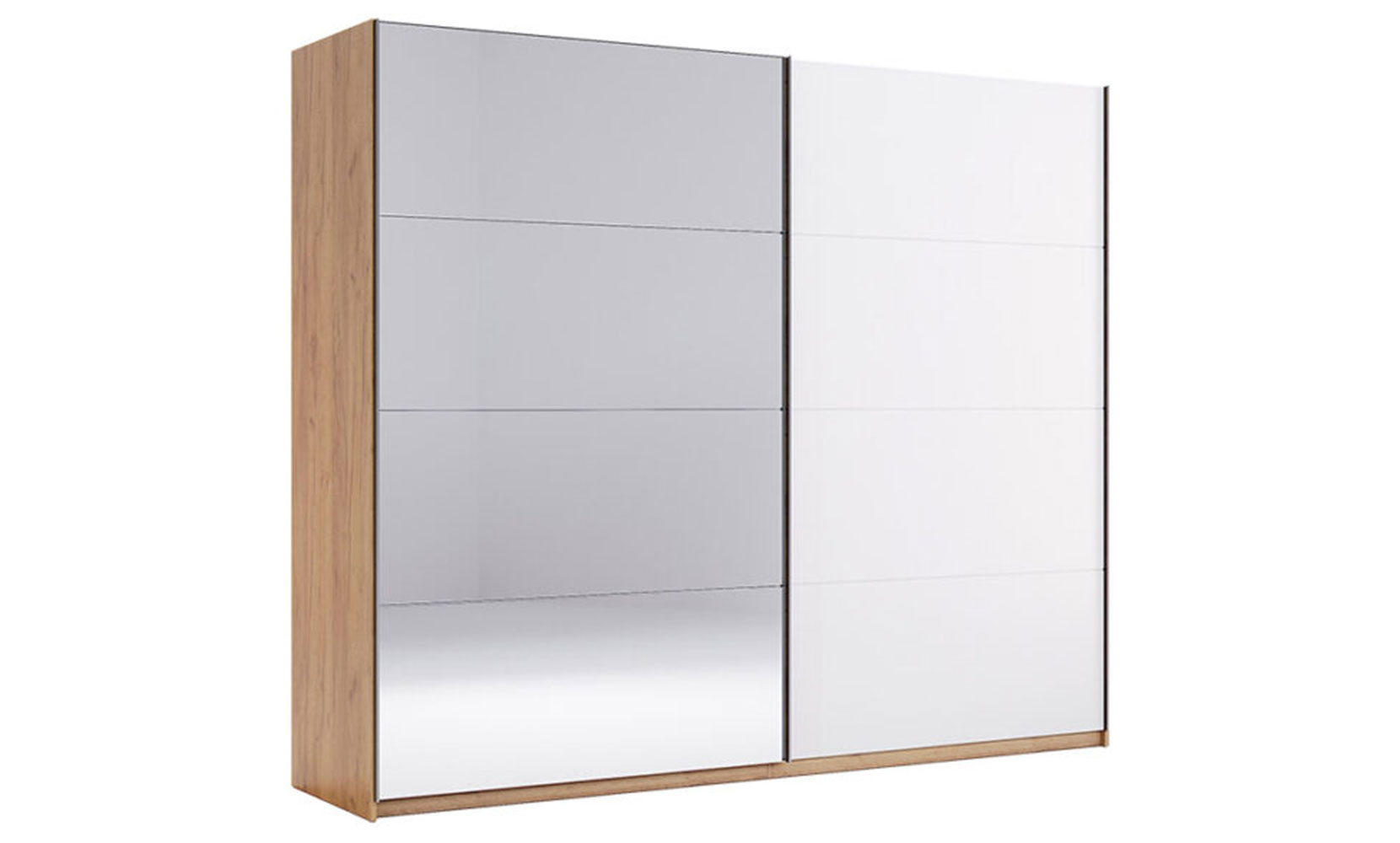 Шафа у спальню Асті AS-18 шафа-купе 2,5м (двері: глянець білий/дзеркало) білий глянець/дуб крафт - фото 1 Шафа у спальню Асті AS-18 шафа-купе 2,5м (двері: глянець білий/дзеркало) білий глянець/дуб крафт - фото 1