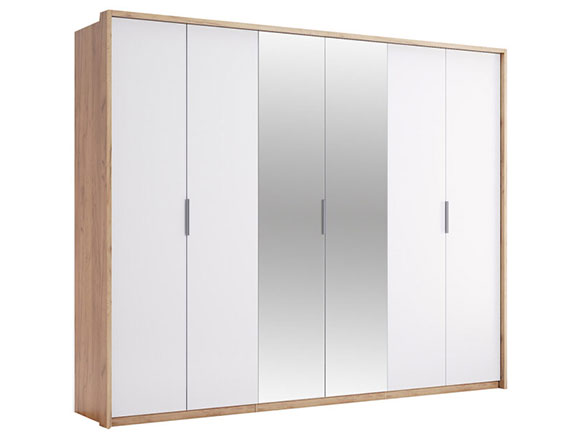 Шафа у спальню Асті AS-16 шафа 6дв з дзеркалами білий глянець/дуб крафт Шафа у спальню Асті AS-16 шафа 6дв з дзеркалами білий глянець/дуб крафт