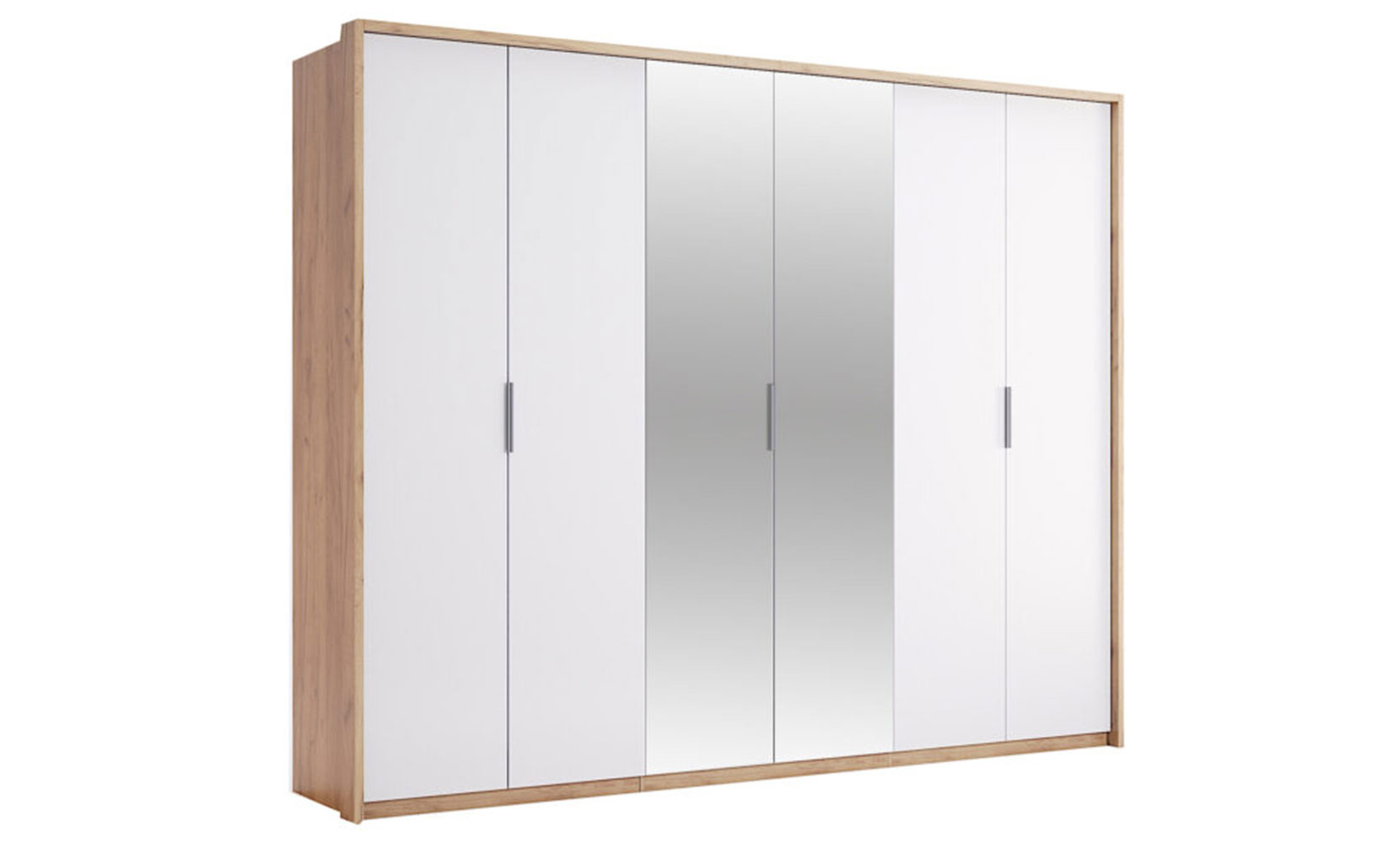 Шафа у спальню Асті AS-16 шафа 6дв з дзеркалами білий глянець/дуб крафт - фото 1 Шафа у спальню Асті AS-16 шафа 6дв з дзеркалами білий глянець/дуб крафт - фото 1