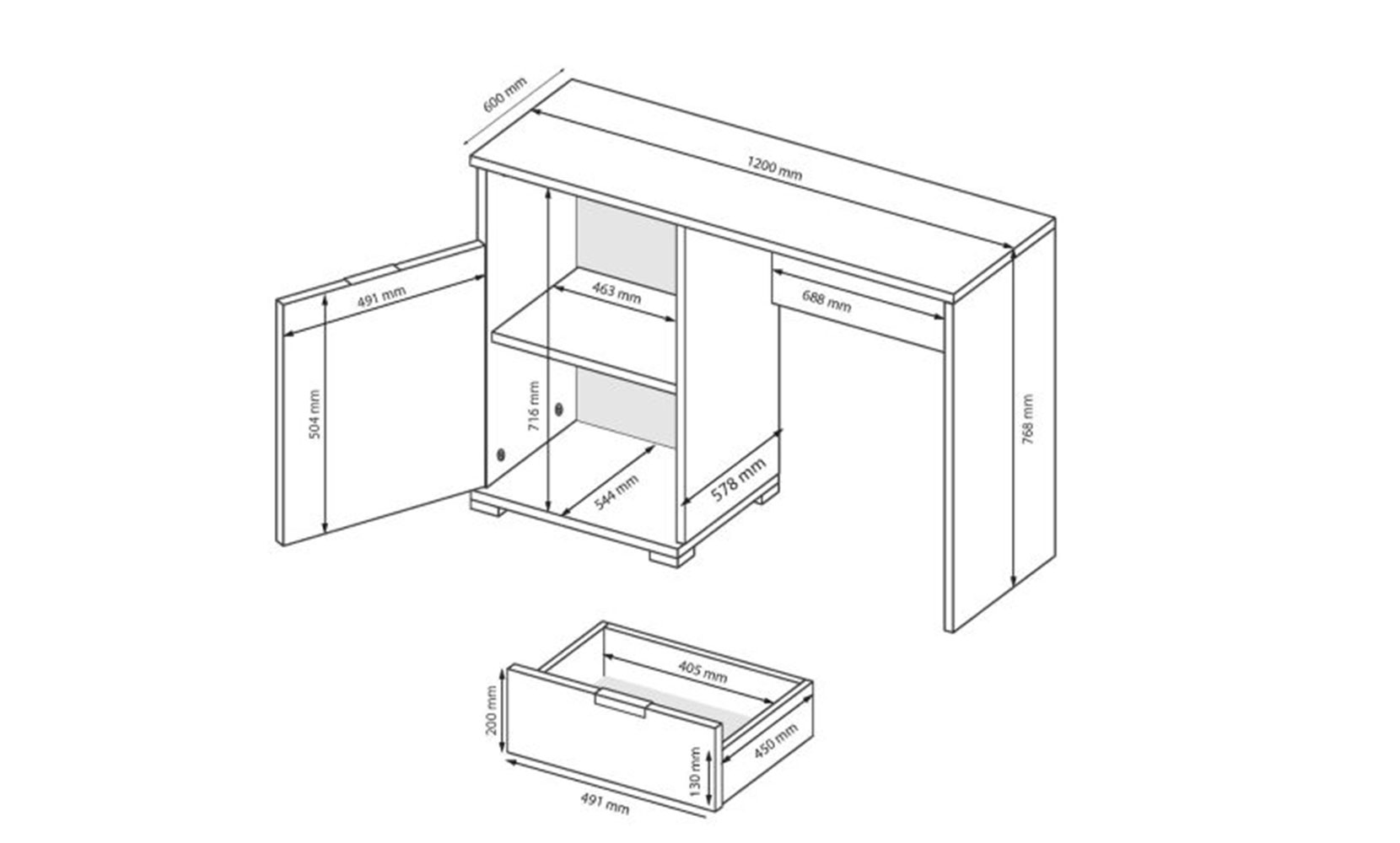 Письмовий та комп'ютерний стіл Асті AS-71 стіл письмовий 1дв1шх білий глянець/дуб крафт - фото 2 Письмовий та комп'ютерний стіл Асті AS-71 стіл письмовий 1дв1шх білий глянець/дуб крафт - фото 2