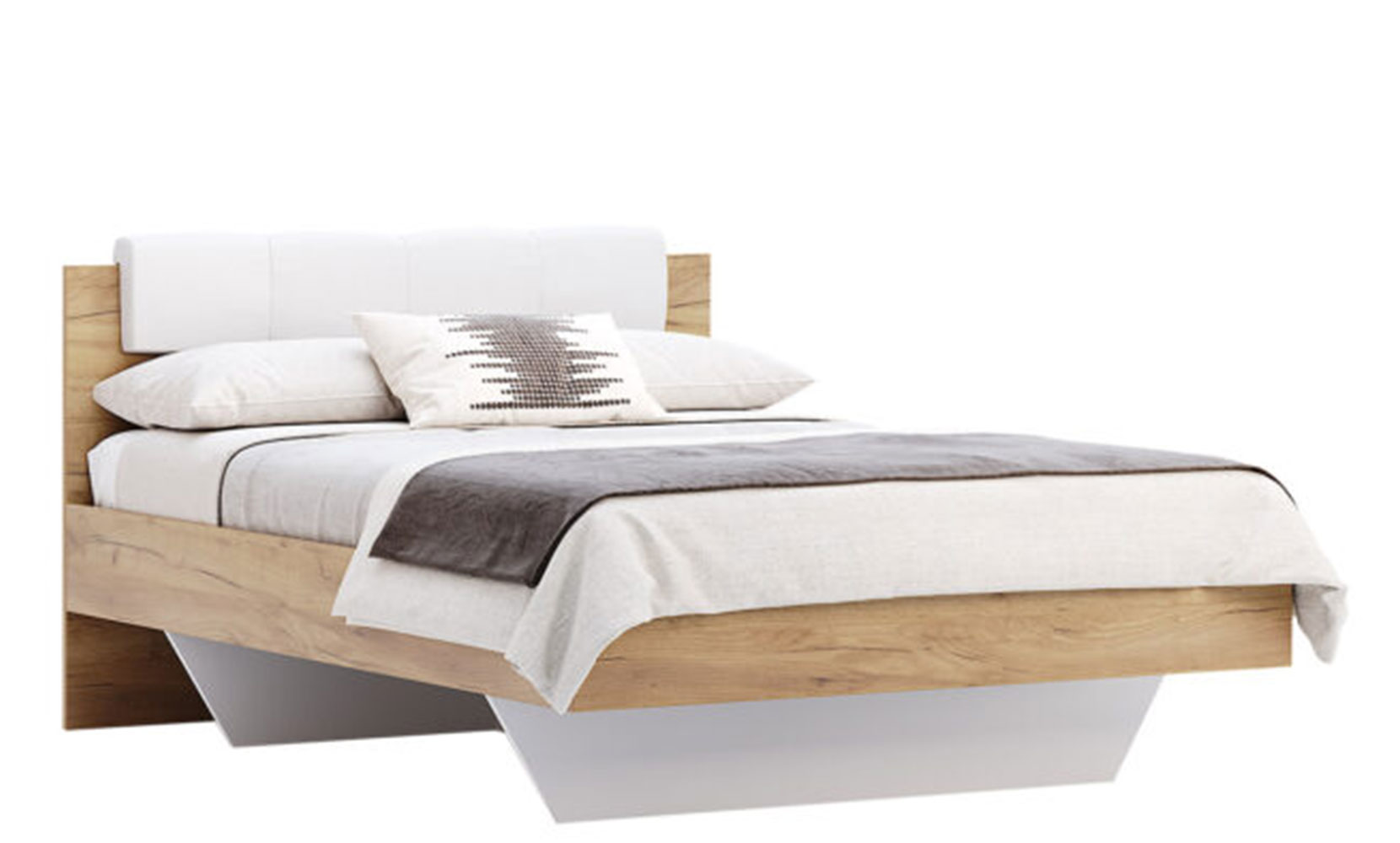 Ліжко Асті AS-32 ліжко 1,2*2,0 без каркасу білий глянець/дуб крафт - фото 1